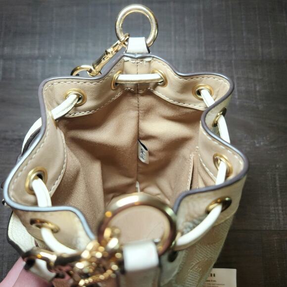 Coach Mini Dempsey Bucket Bag in Signature Jacquard with Stripe and Coach Patch - Picture 12 of 16